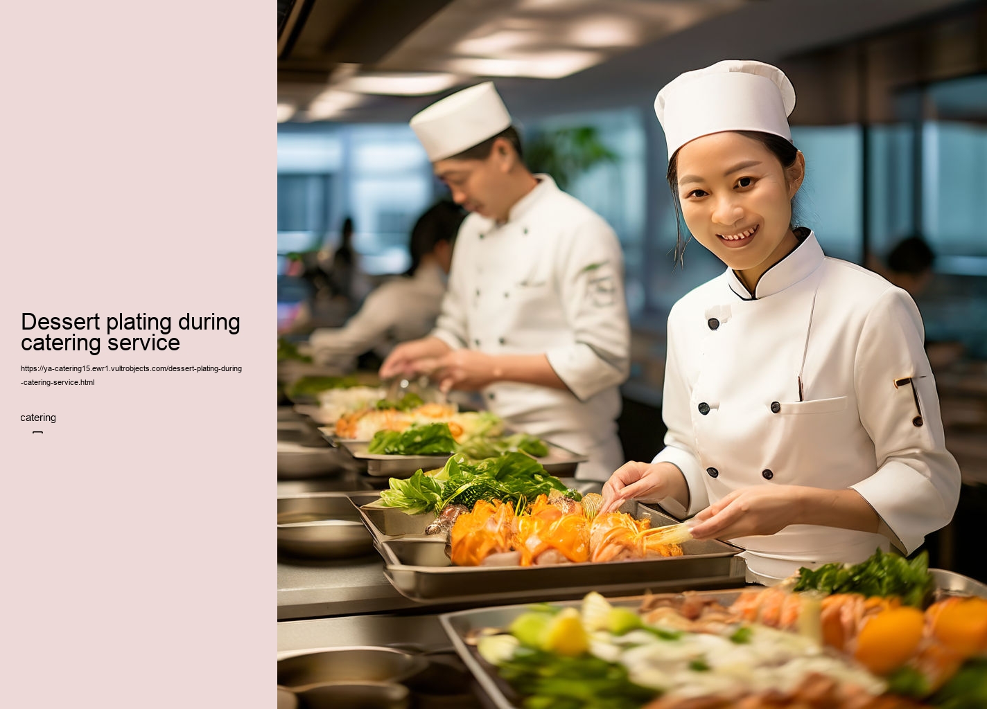 Dessert plating during catering service